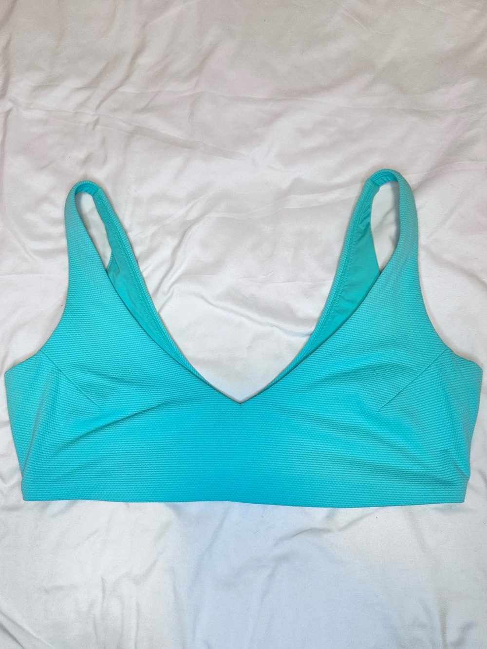 SPANX Swim Textured Aqua V-Neck Bikini Swim Top XL